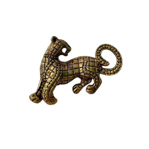 VINTAGE 80's Designer Leopard Jaguar Panther Two Tone Cat Brooch Tribal Abstract